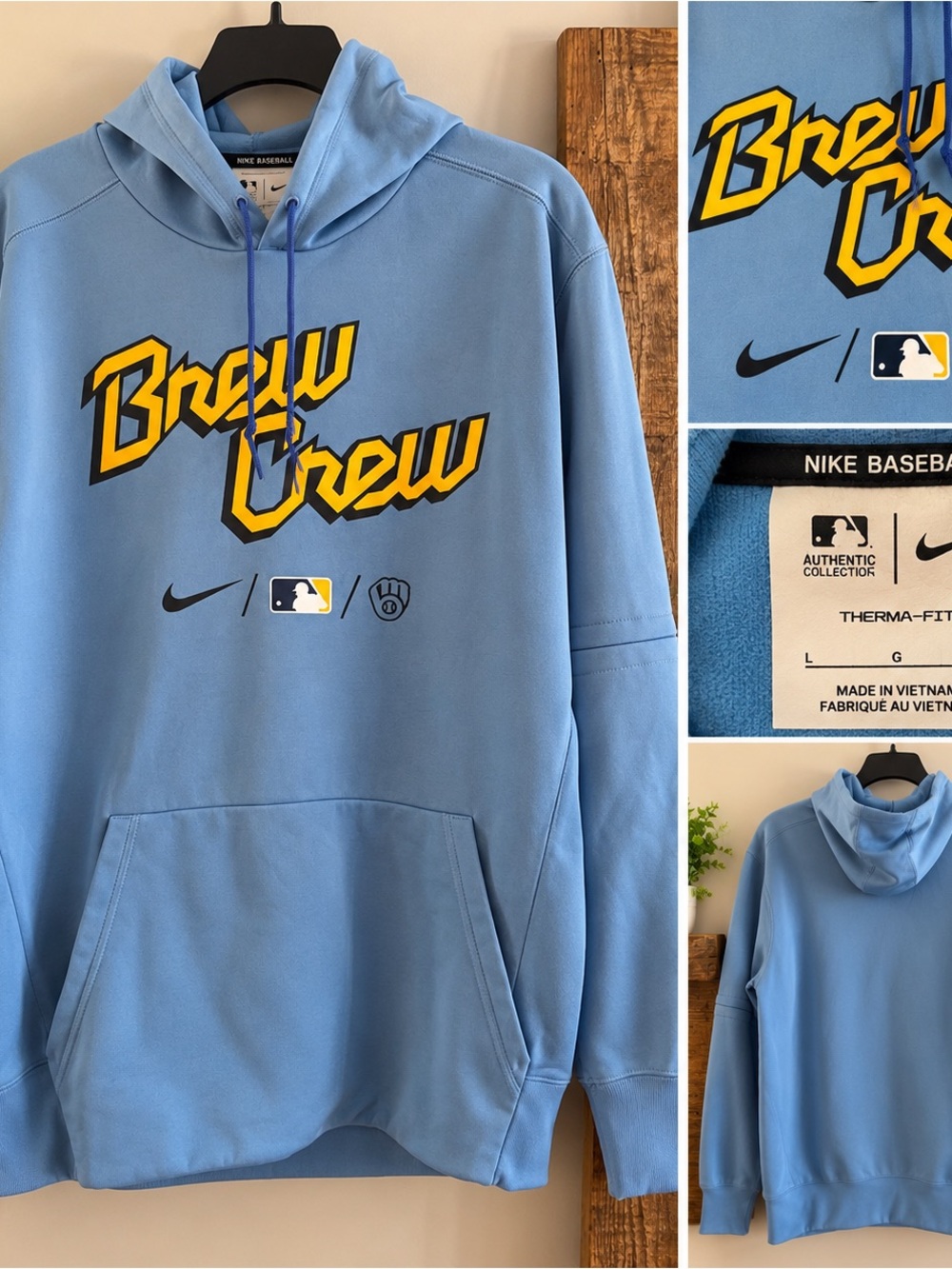Nike Milwaukee Brewers Brew Crew Therma-FIT Hoodie Men’s Large Blue MLB